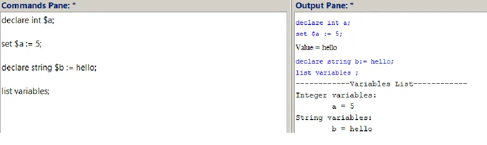 Figure 5 Variable declaration Example. 