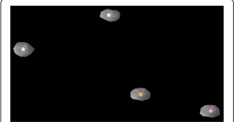 Fig. 1 Model before registration—3D display. Landmark sequencenumbers assigned to the reference and target volume tantalumbeads implanted in the periacetabular skeleton