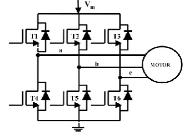 Fig 1: Three phase Voltage Source Inverter driving a motor. 