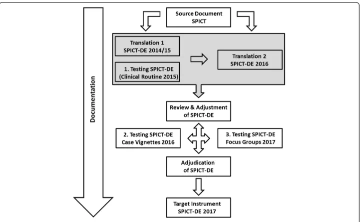 Fig. 1 Translation and adjustment of SPICT-DE following the TRAPD model [17]