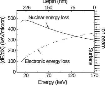 Figure 1. Illustration of 170 keV Argon energy loss within PLGA based on SRIM 2013 calculation