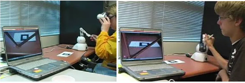 Figure 1. Users using the virtual harp system 