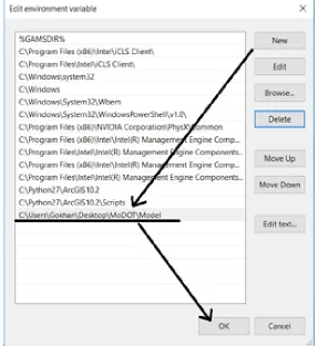 Figure 3.2 – Adding MoDOT model to the path variable 
