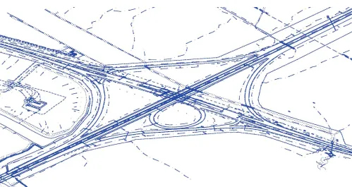 Figure 2-30. Survey linework on I-35 and IA92 interchange obtained from traditional survey methods