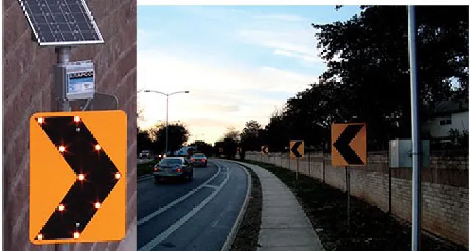 Figure 1. Sequential dynamic curve warning system (FHWA 2012)