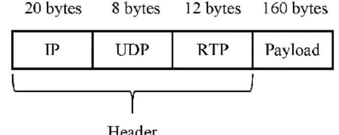 Figure 1. Structure of the VoIP packet (as in IPv4) [16] 