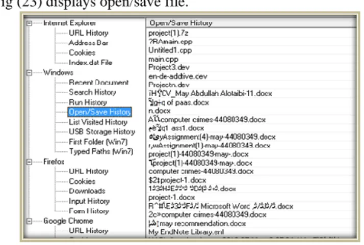 Figure 24. Windows of last visited history  Firefox was not used and so nothing was displayed in fig  (25).