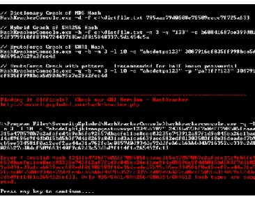 Figure 3. Using HashKracker Console to perform brute force  attack on the Modified SHA1 