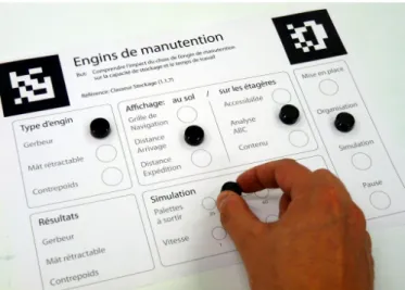 Figure 4.3: An example of a TinkerSheet, our implementation of an Interactive Paper Forms interface, with a user setting a parameter using a physical token.