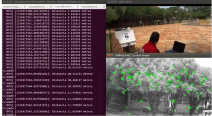 Figure 2. The first image shows the outdoor scenario of the  experiment captured by a video camera