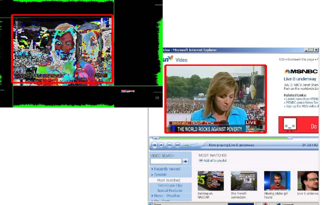 Illustration of Hybrid Shared Display on the sharing of a browser window with a fast changing region.