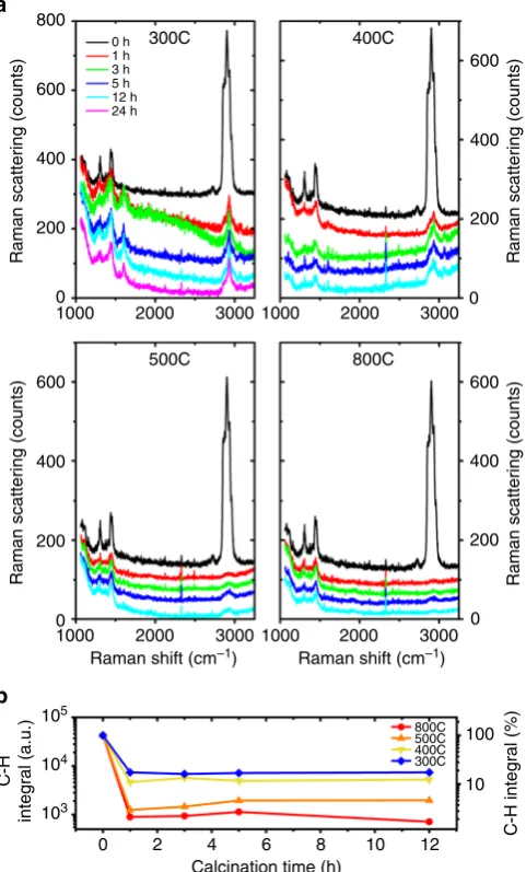 Fig. 2 Effect of calcination on the Ctemperature.1, 3, 5, and 12 h showing a reduction in the Ccalcined CNAs with time, at different calcination temperatures