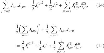 Table 1. Isoscalar and isovector tensor coupling constantsJ AJ BJ and CJ AJ BJ (in MeVfm5) for the ﬁve sets
