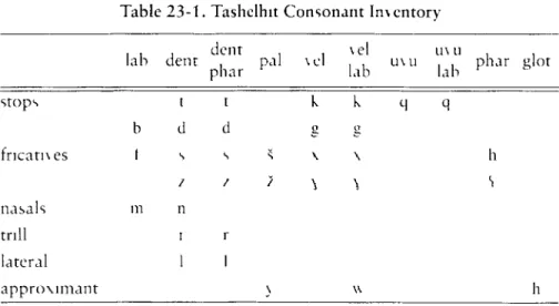 Table 23-1. Tashelhit Consonant In\cntory
