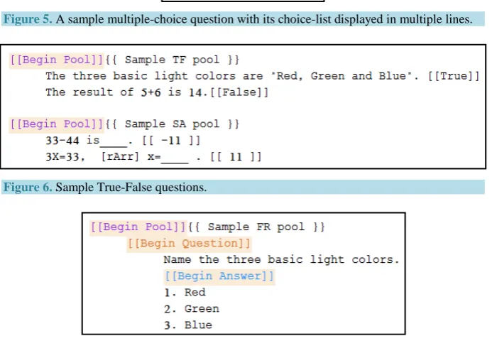 Figure 5. A sample multiple-choice question with its choice-list displayed in multiple lines