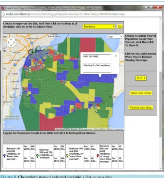 Figure 8. Choropleth map of selected variable’s DA census data. 