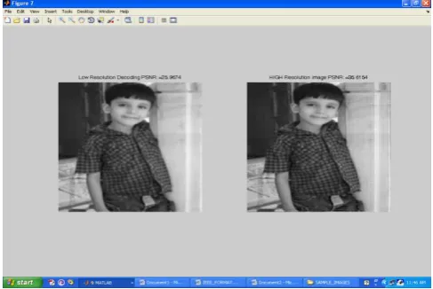 Fig.10 Comparison between low resolution and high resolution image in terms of PSNR of boy image 