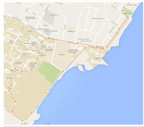 Figure 1. Route of the tested location tracking system.                                                           