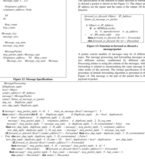 Figure 13: Function to forward or discard a message/packet 