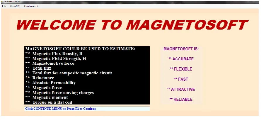 Figure 1: Windows for MagnetoSoft Package   