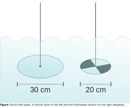 Figure: Secchi disk types. A marine style on the left and the freshwater version on the right wikipedia.