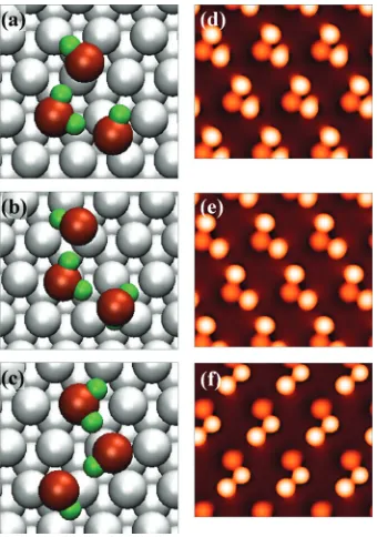 FIG. 7. ��using DFT. The red spheres are S atoms, the green spheres are H atoms, andthe gray spheres are Ag atoms