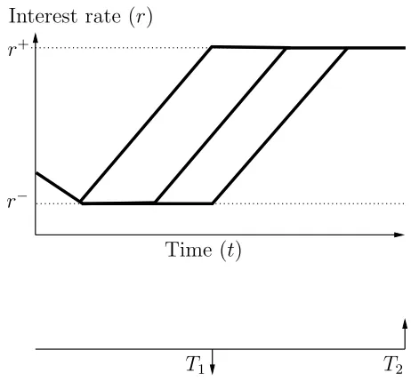 Figure 2.4: Possible interest rate paths for a coupon bond under our non-probabilisticmodel