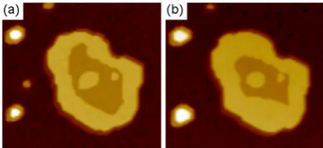 FIG. 1. �four-layer Pb island with a ﬁve-layer-high ring around its peripheryat TColor online� STM images �98�84 nm2� of a large=190 K