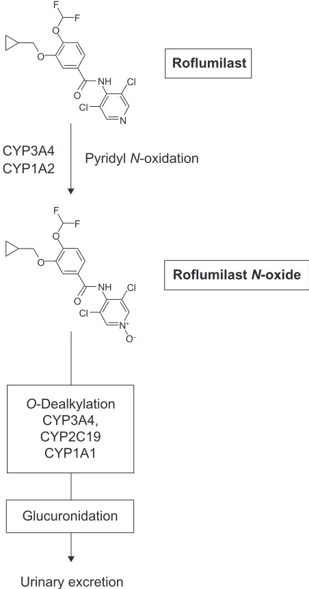 Figure 1 Structure of roflumilast and its metabolic inactivation.