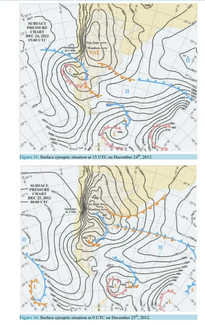 Figure 15. Surface synoptic situation at 15 UTC on December 24th, 2012.                     