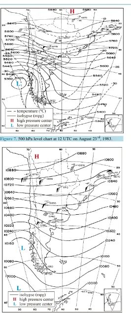 Figure 8. 200 hPa level chart at 12 UTC on August 23 rd, 1983.      
