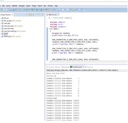 Fig -2: Eclipse console window showing DDR3 read/write on specified addresses. 