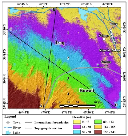 Figure 8. Natural break classification of DEMs adopted from ASTER Global Digital Elevation Model (GDEM) V2