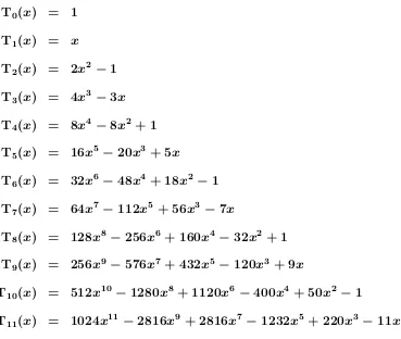 Table 1: Chebyshev Polynomials of the First Kind