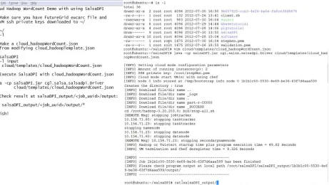 Figure 9. running salsaDPI HadoopWordCount on FutureGrid 