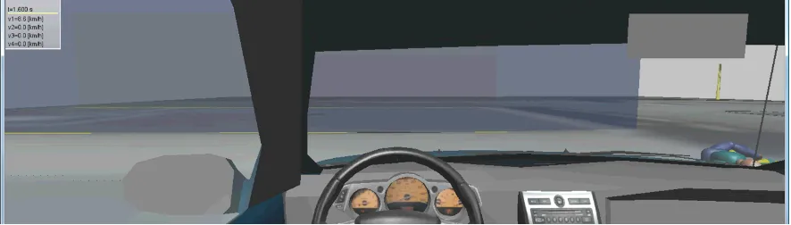 Figure 5: The view of a car hitting a lying man and running him over.  