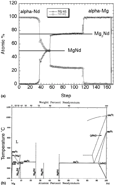 FIG. 4. SEM micrograph of the Mg–Dy diffusion couple taken acrossthe diffusive interface
