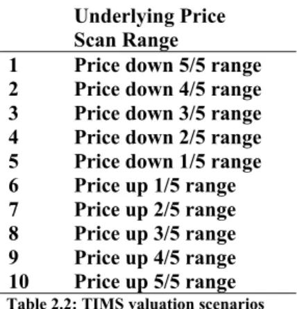 Table 2.2: TIMS valuation scenarios