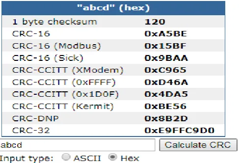 Fig 6.1: Online CRC calculator 