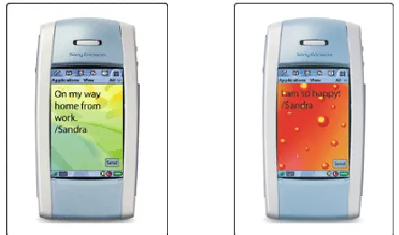 Figure 1: Example eMoto messages with a combination of text and emotive backgrounds [17]