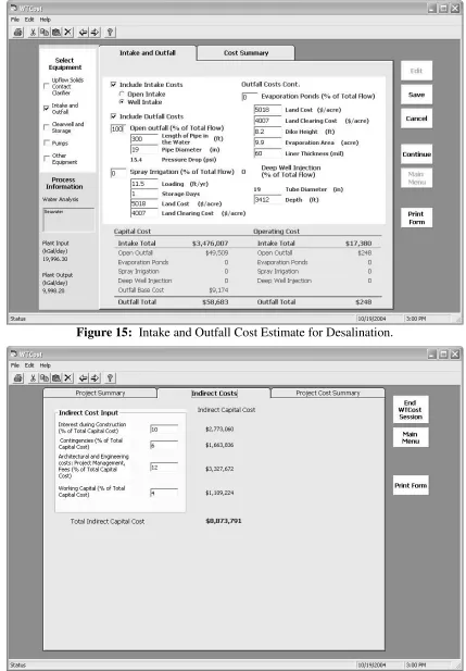 Figure 15:  Intake and Outfall Cost Estimate for Desalination. 