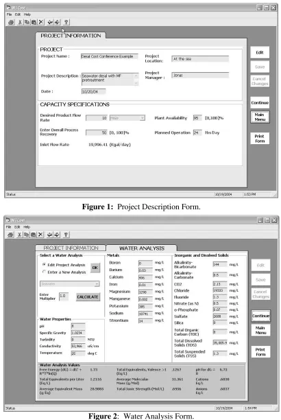 Figure 2:  Water Analysis Form. 