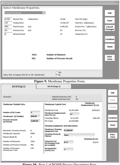 Figure 10:  Page 1 of RO/NF Process Description Page. 