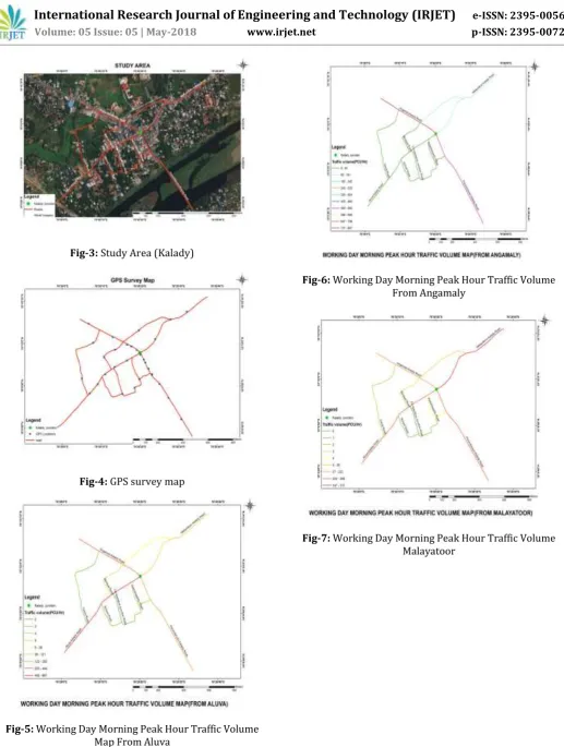 Fig-5: Working Day Morning Peak Hour Traffic Volume Map From Aluva 