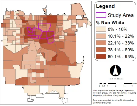 Figure 8: Percentage Non-White by Block Group, 2016 
