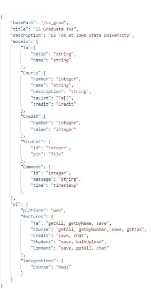 Figure 3.4Sample input speciﬁcation in JSON
