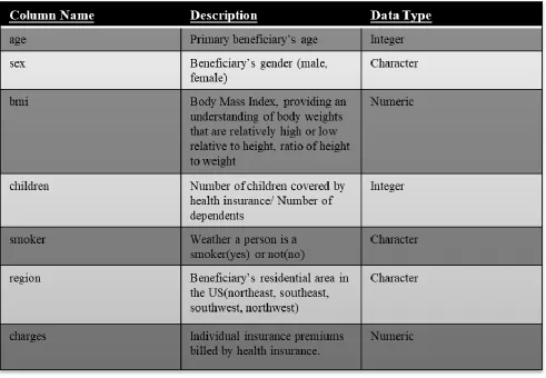 Table 1 – Description of columns and its data-types 