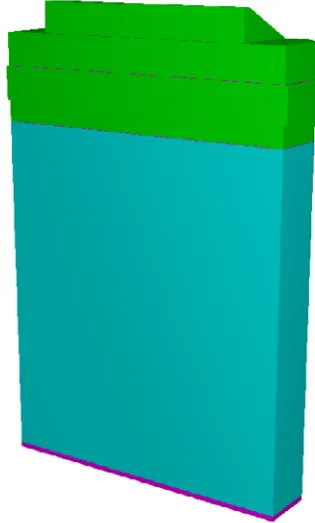 Fig. 3. Cross section of the neutron detector. The light blue material is HDPE, yellow is helium-3, and pink is air
