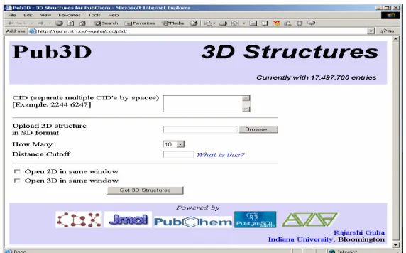 Figure 2: A Screenshot of the Web Page Interface (front-end user interface) to Pub3D Database