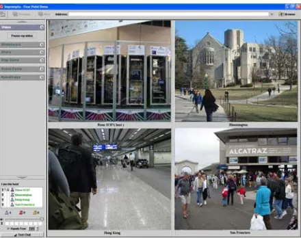 Figure 7. A Video Sharedlet shows and shares four  live feeds from four different cities   